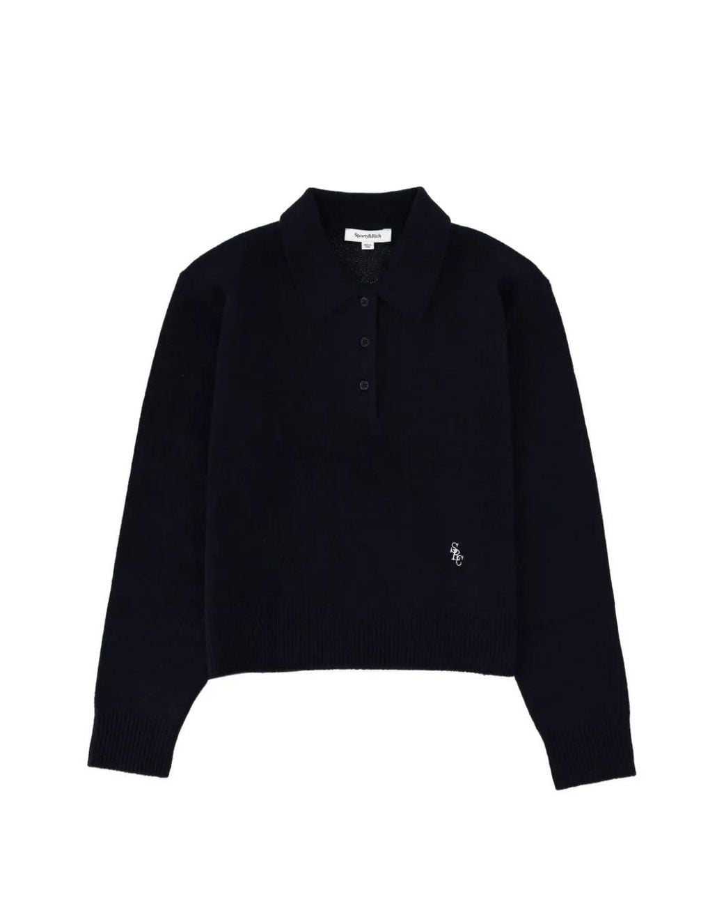 Sporty & Rich Blue Button Cashmere Polo Shirt