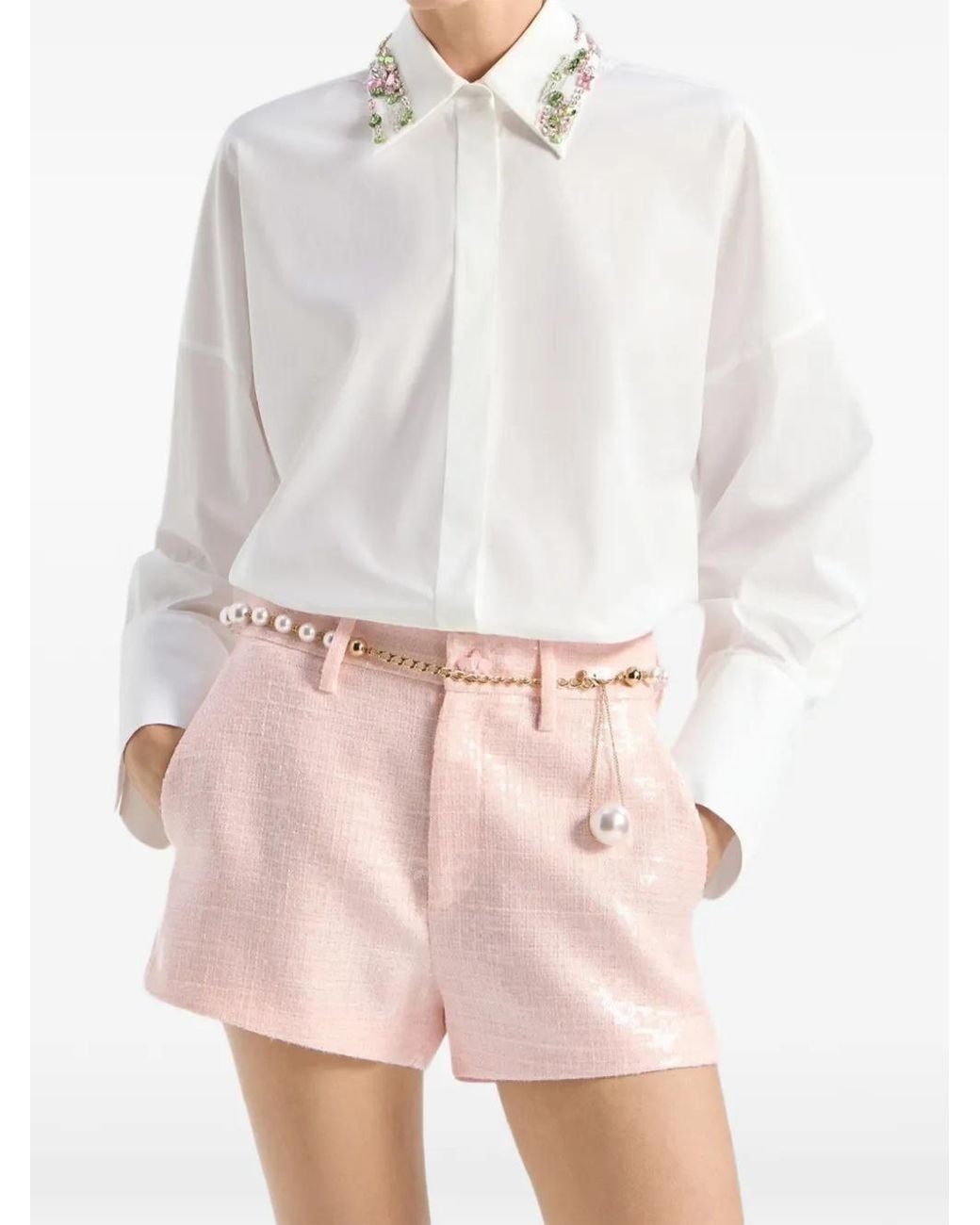 Genny White Embellished Collar Shirt
