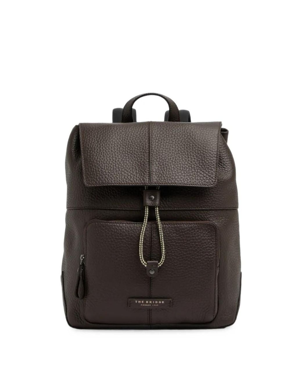 The Bridge Black Grained Leather Backpack for men