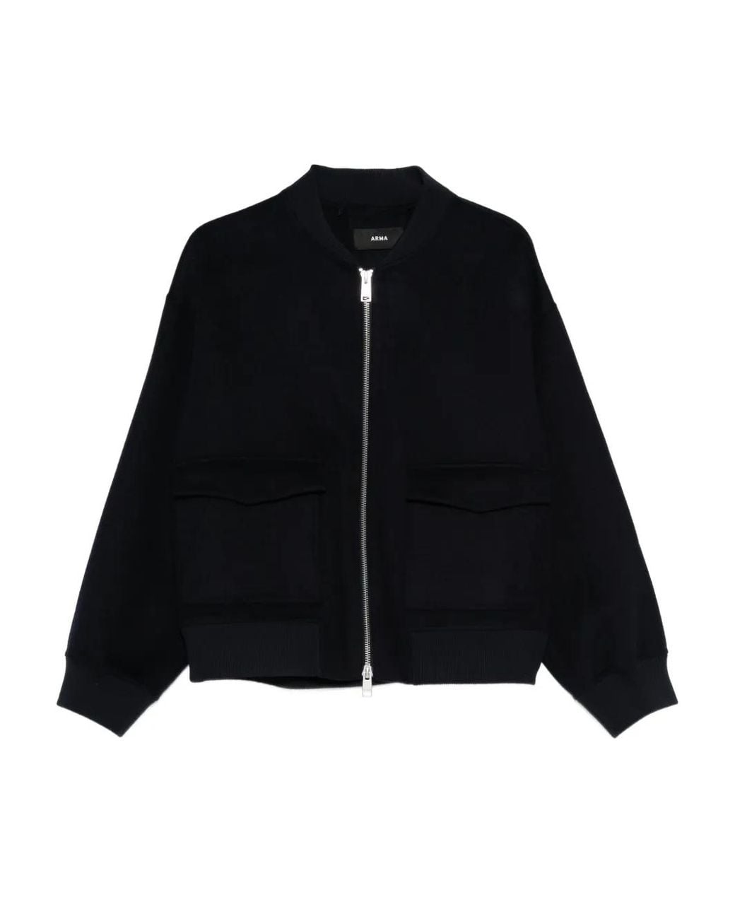 Arma Black Garni Zip-Front Patch-Pocket Jacket for men