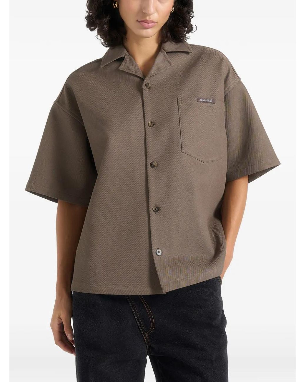 Manière De Voir Brown Brook Signature Twill Boxy Shirt