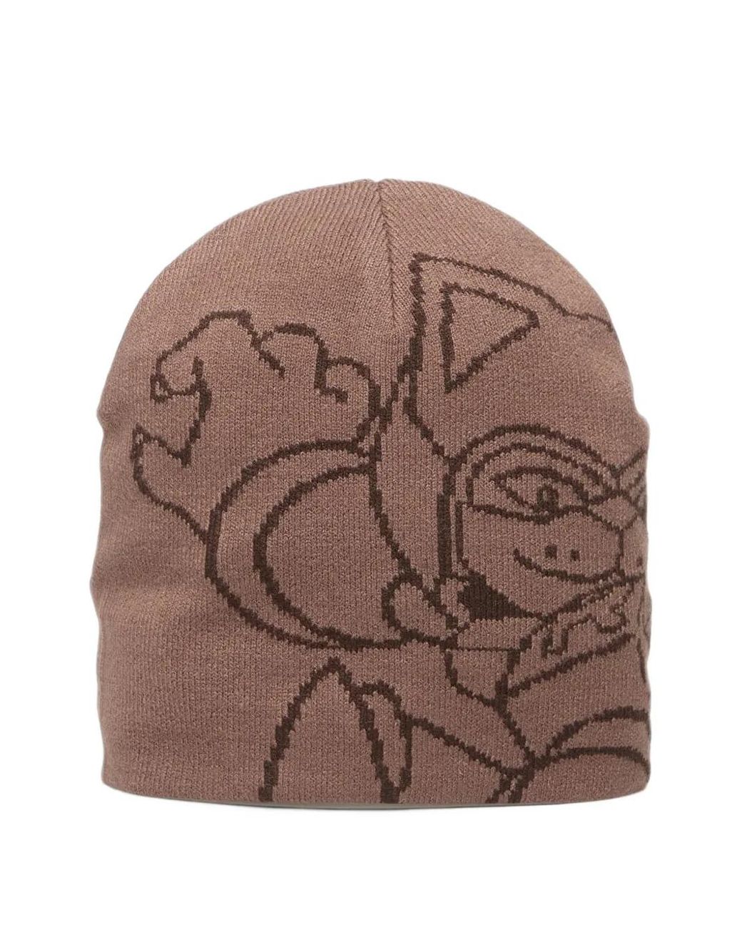RIPNDIP Brown Rokkunerm Graphic-Print Beanie Hat