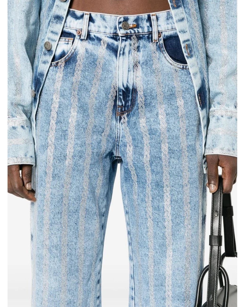 GIUSEPPE DI MORABITO Blue Crystal-Embellished Straight Jeans