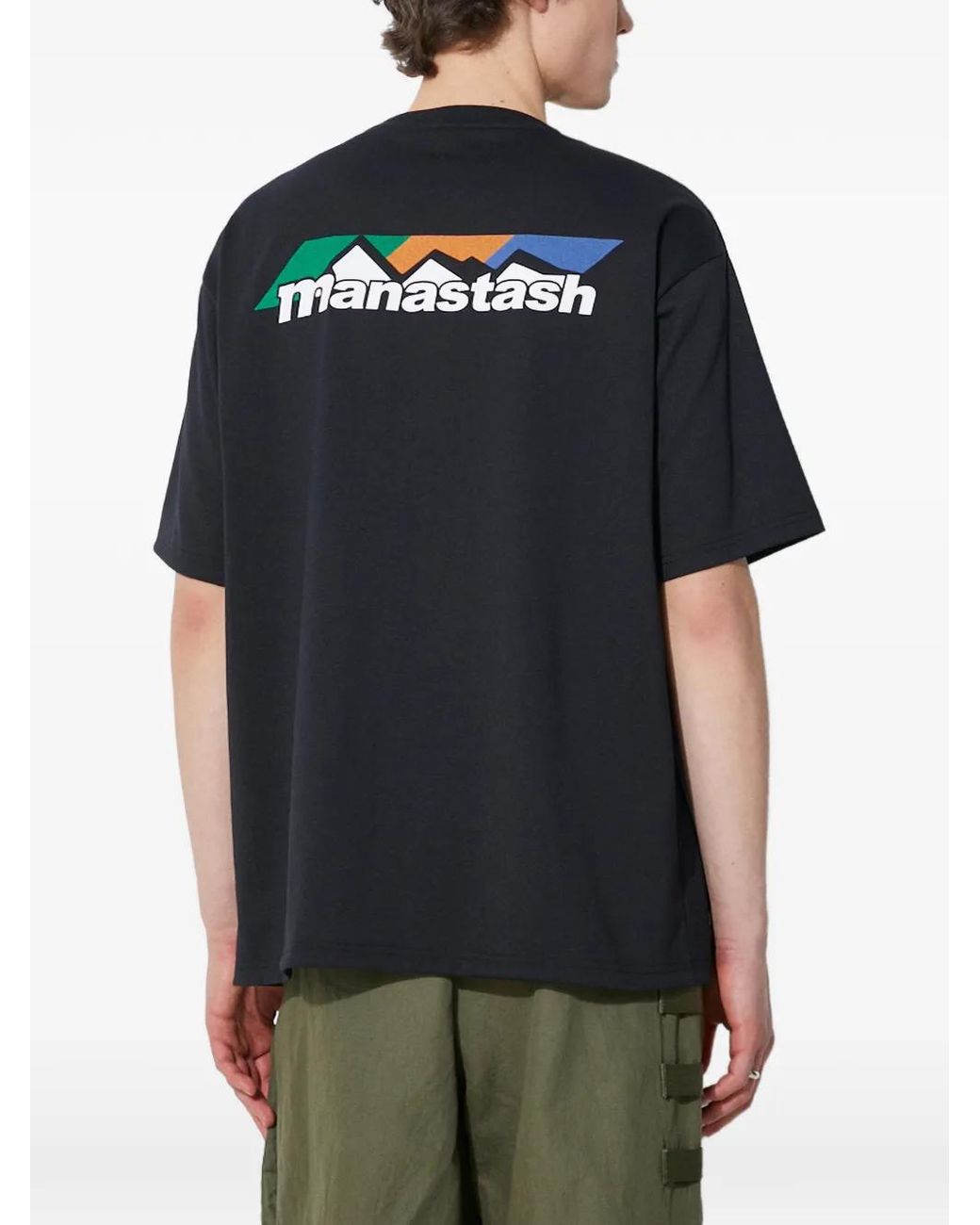 Manastash Black Logo-Print T-Shirt for men