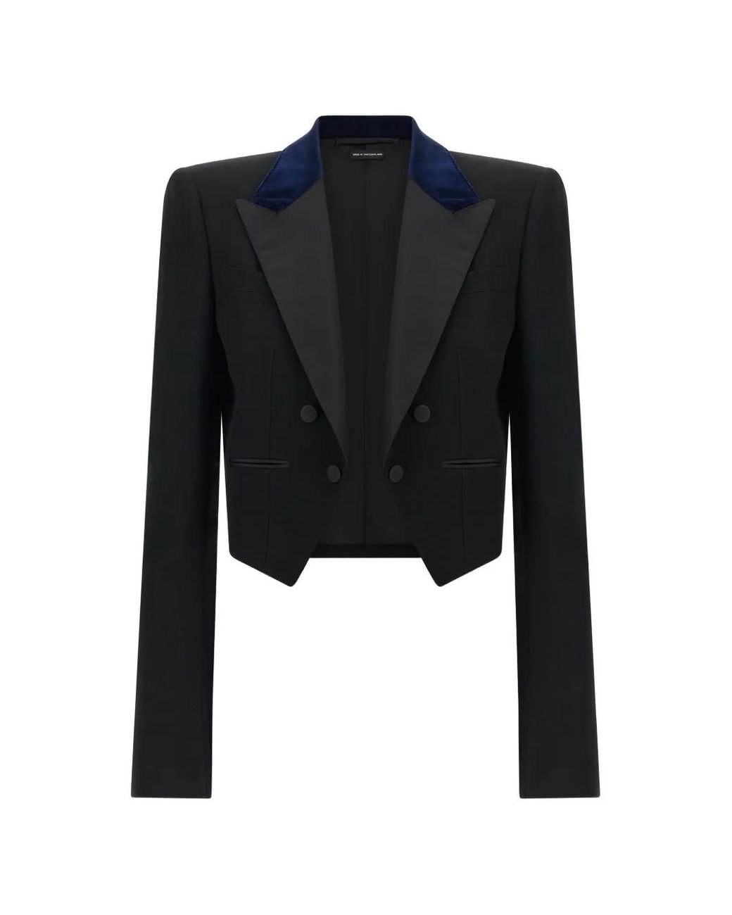 Tom Ford Black Satin-Lapel Cropped Blazer