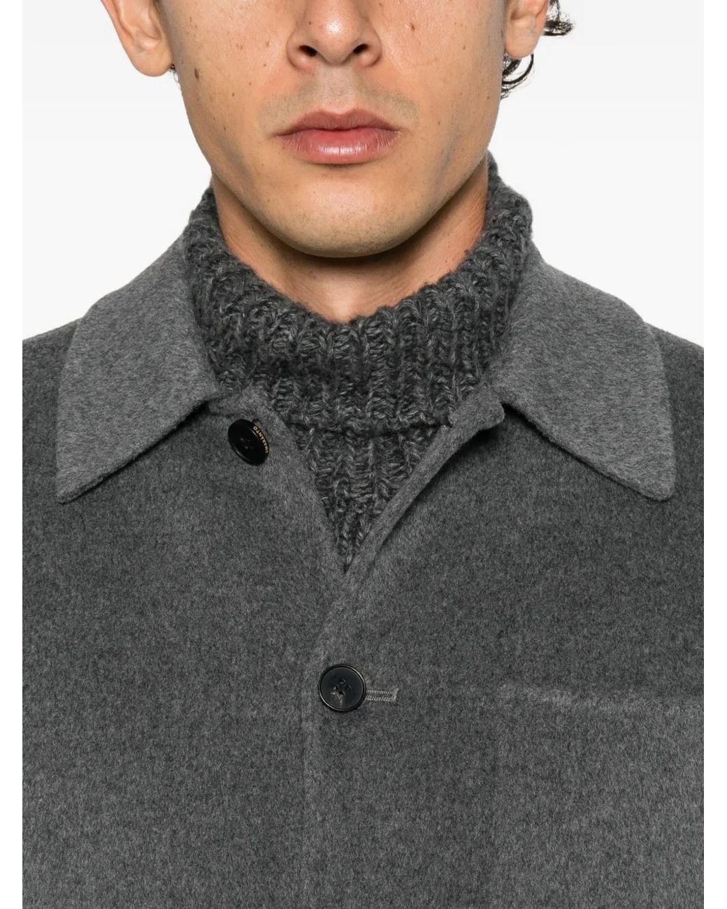 Amaranto Gray Button-Up Patch-Pocket Jacket for men