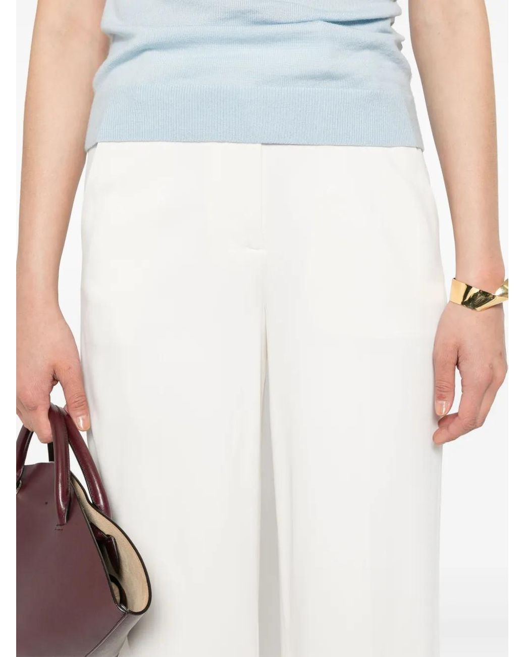 Lorena Antoniazzi White Crepe Straight Trousers