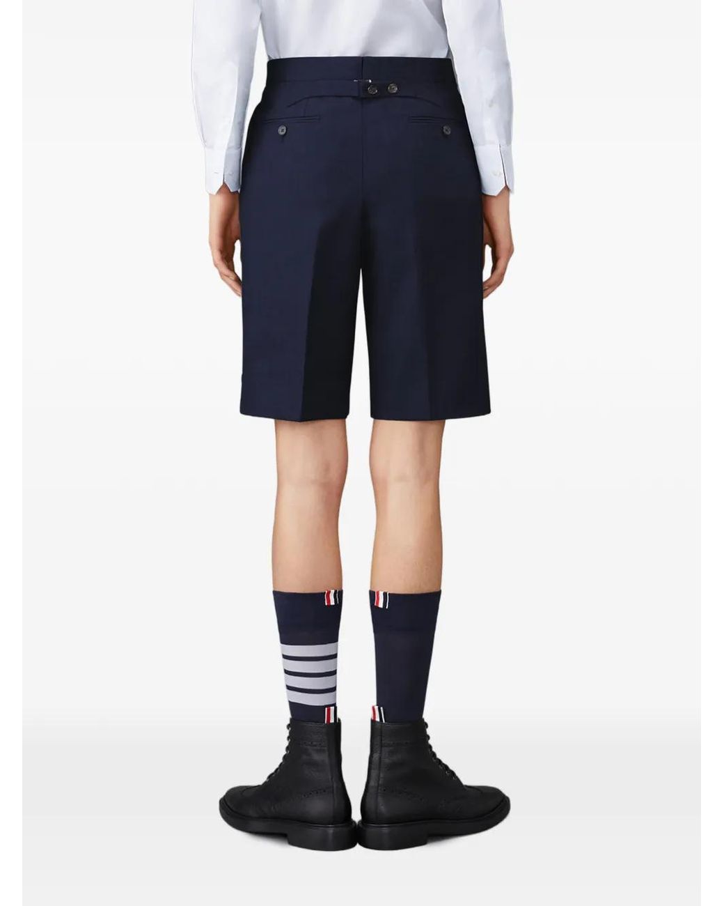 Thom Browne Blue Super 120's Twill Backstrap Bermuda Shorts