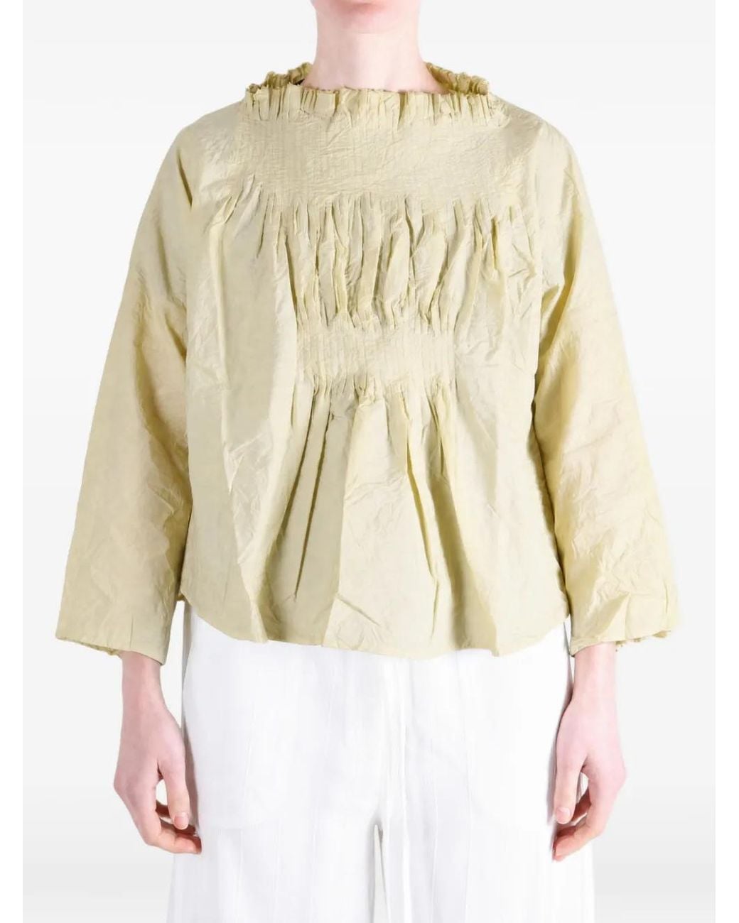 Daniela Gregis Natural Blouse À Col Volanté