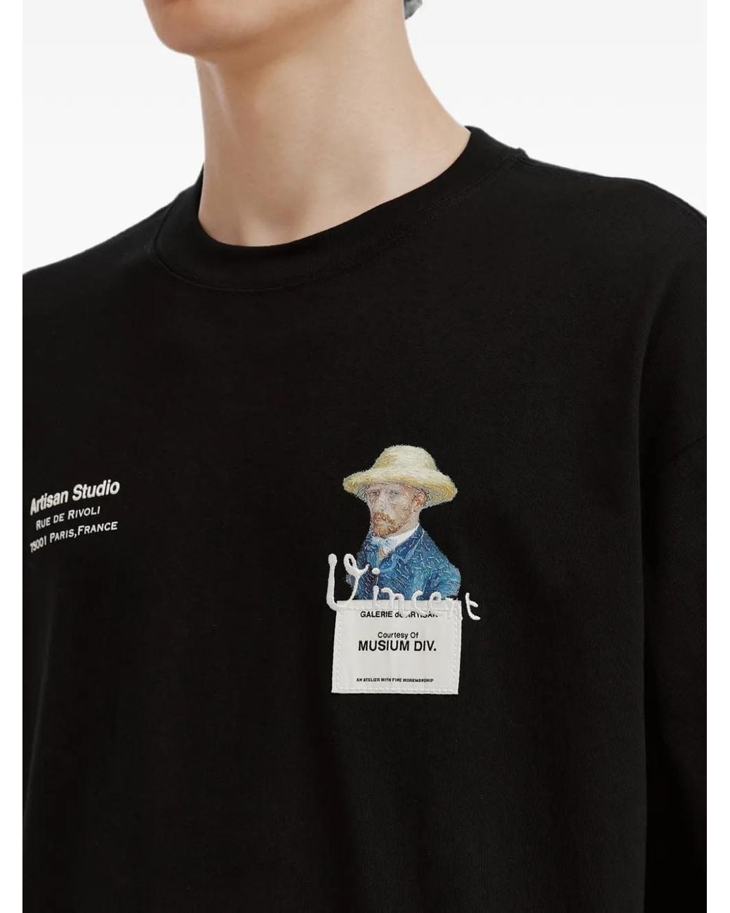 Musium Div. Black Graphic-Print Crew-Neck T-Shirt for men