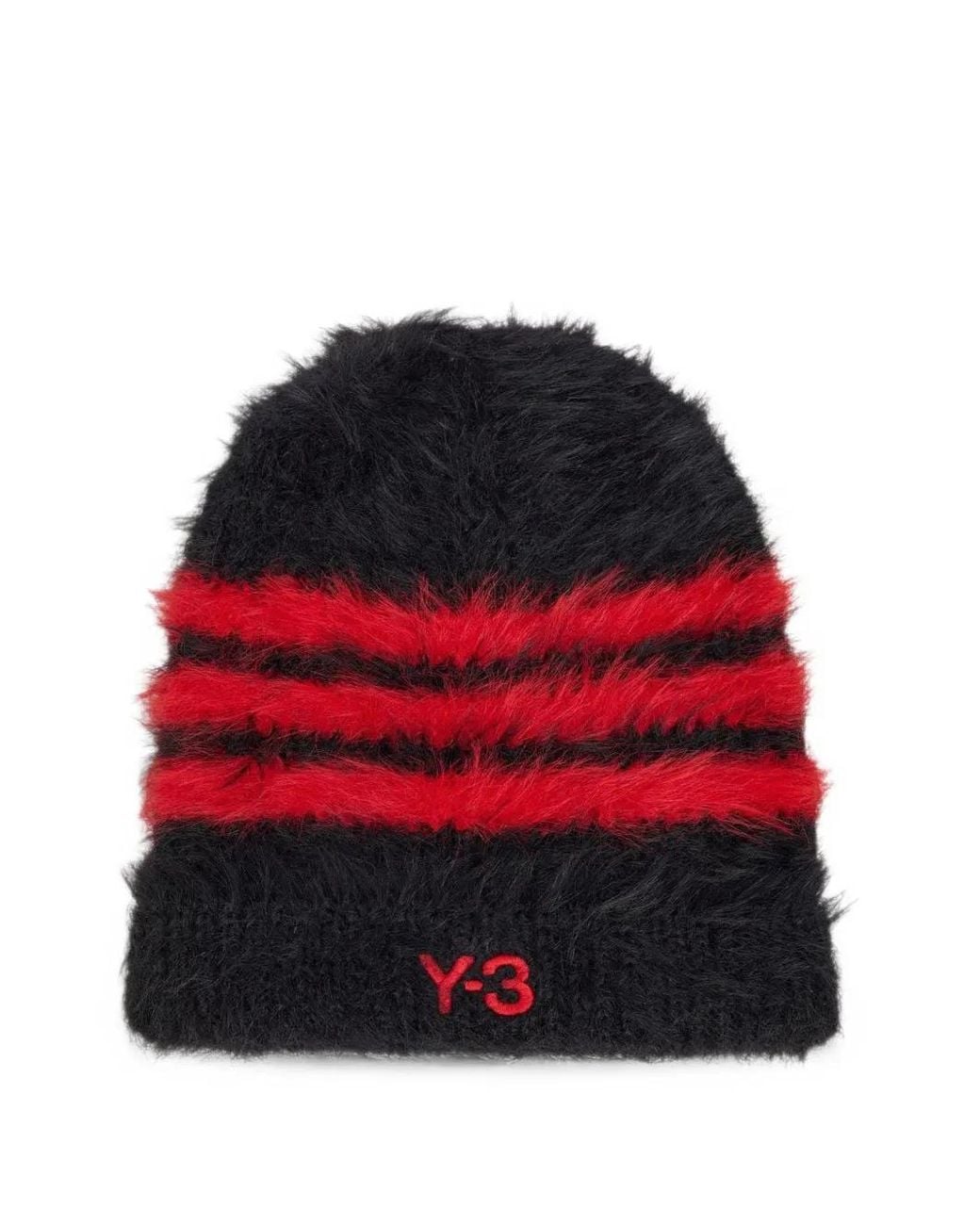 Y-3 Red 3-Stripes Beanie Hat