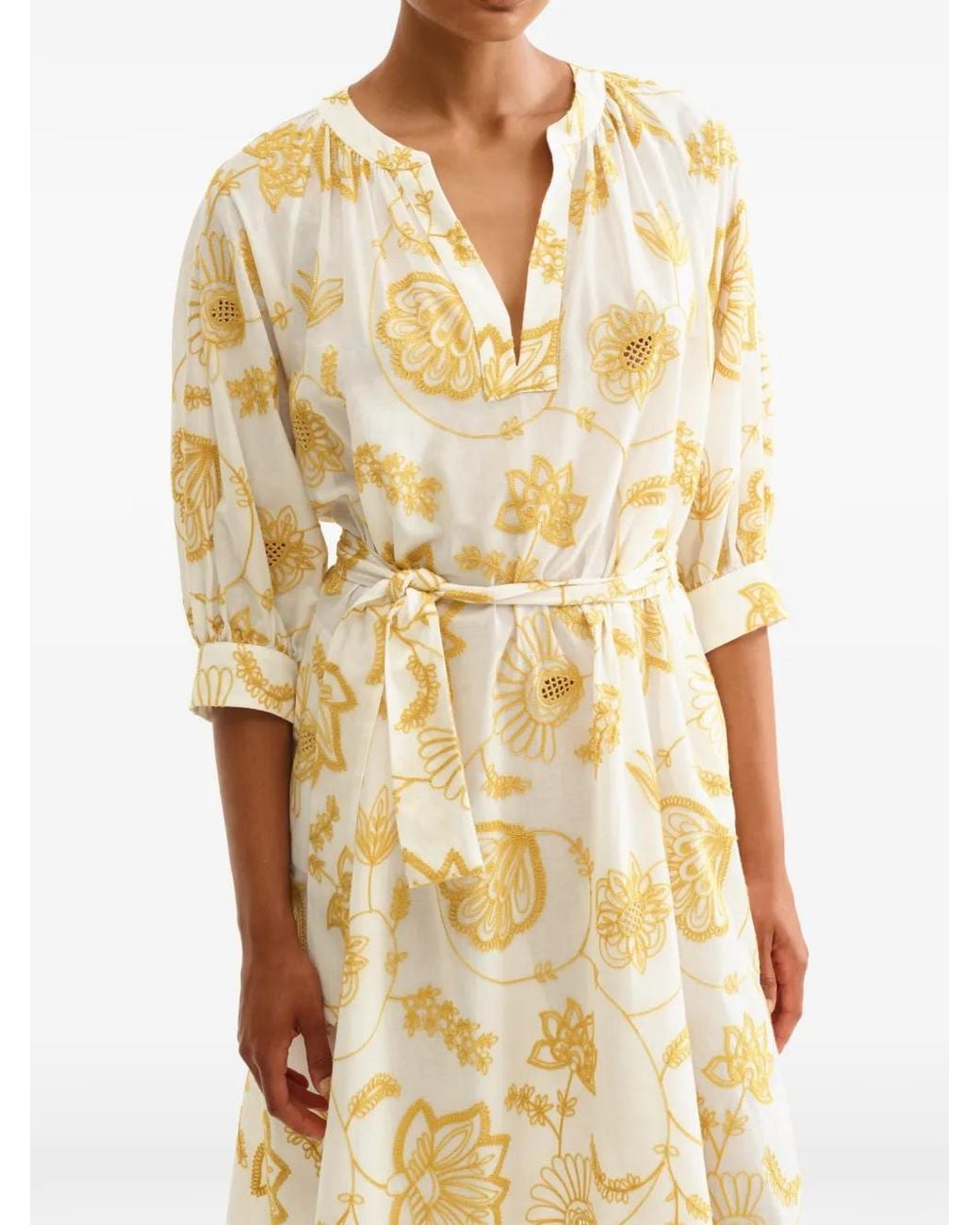 Eres White Anjana Floral-Print Dress