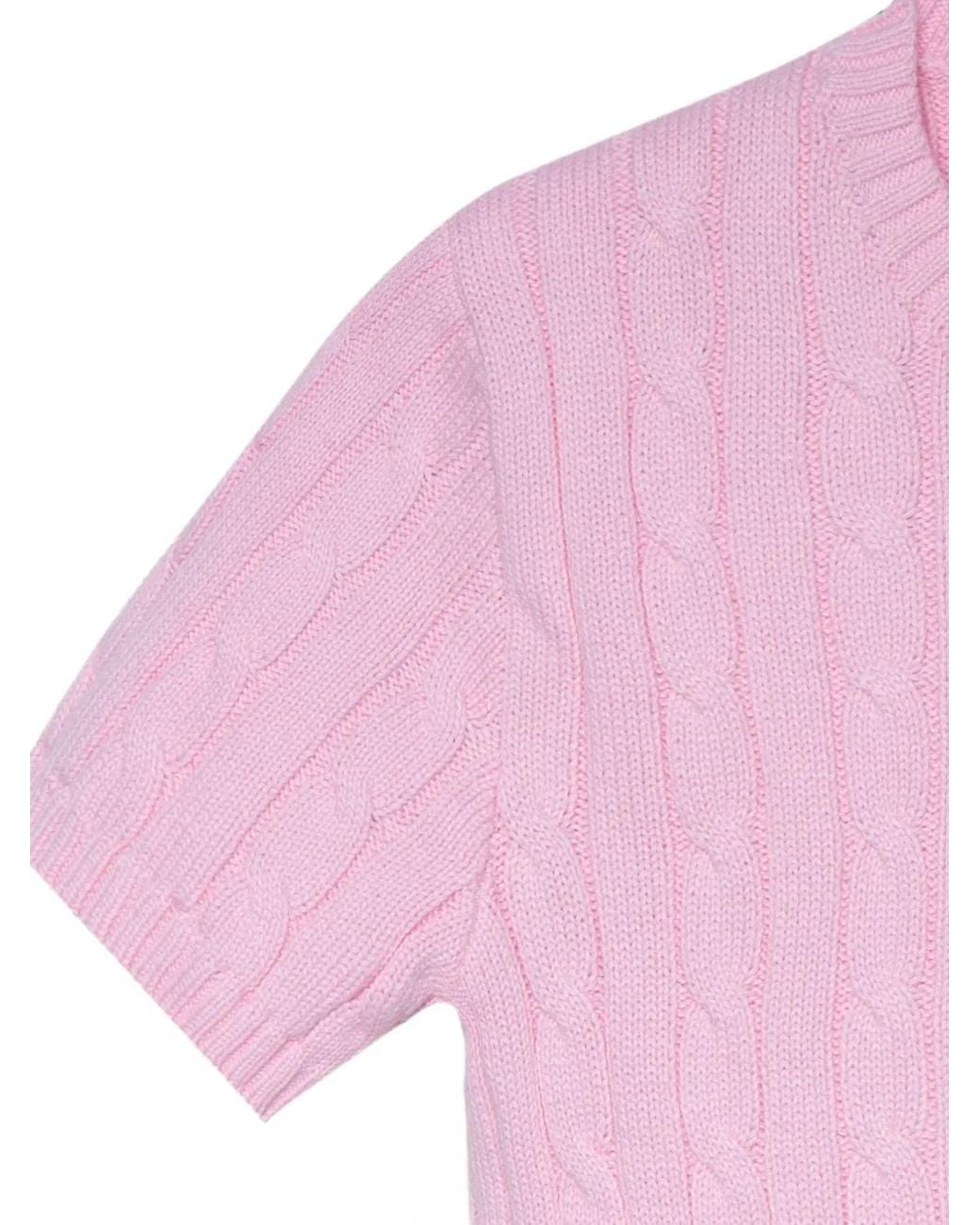 Polo Ralph Lauren Pink Cable-Knit Short-Sleeve Top