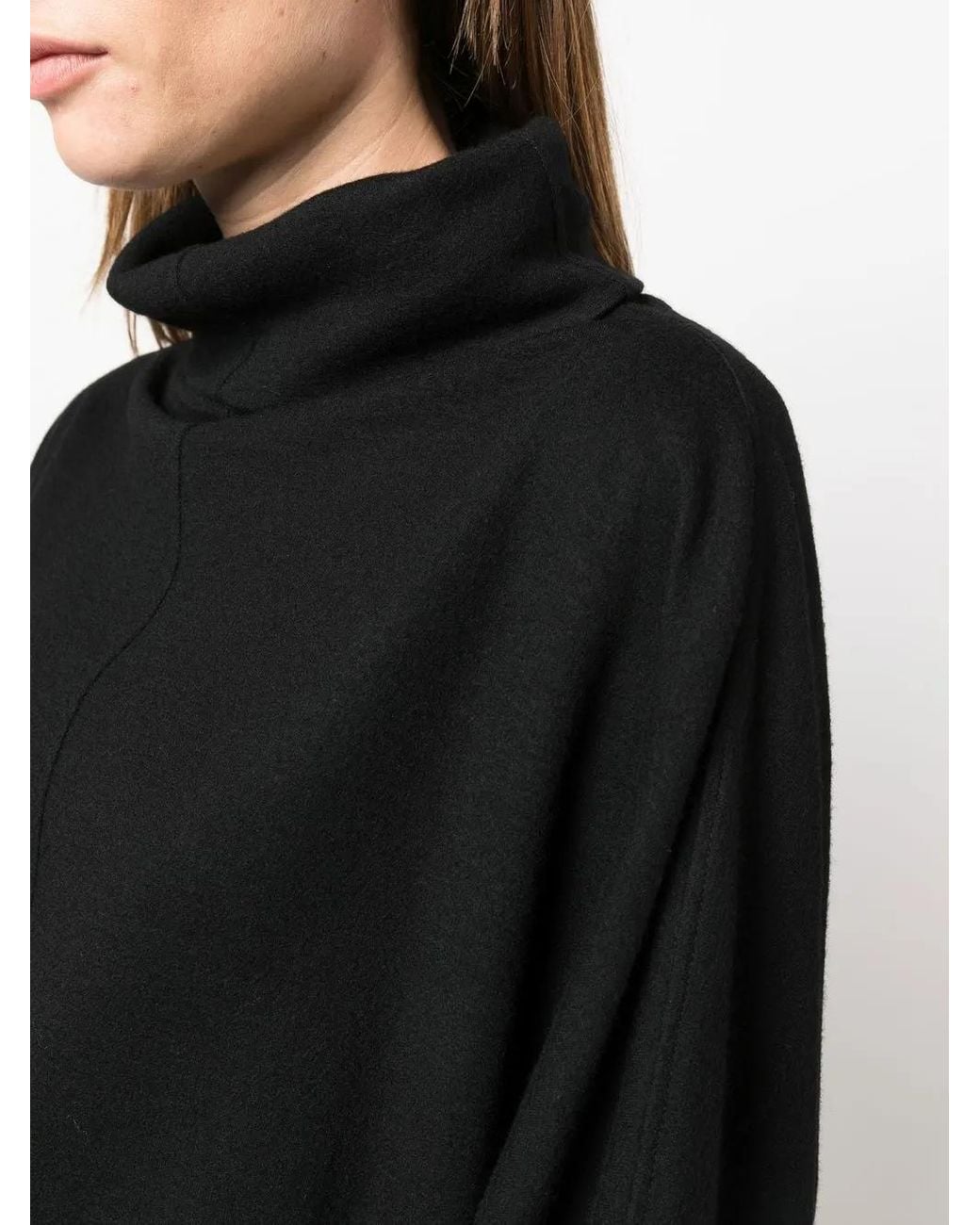 Issey Miyake Black Wool Flared Sleeve Mock Neck Sweater