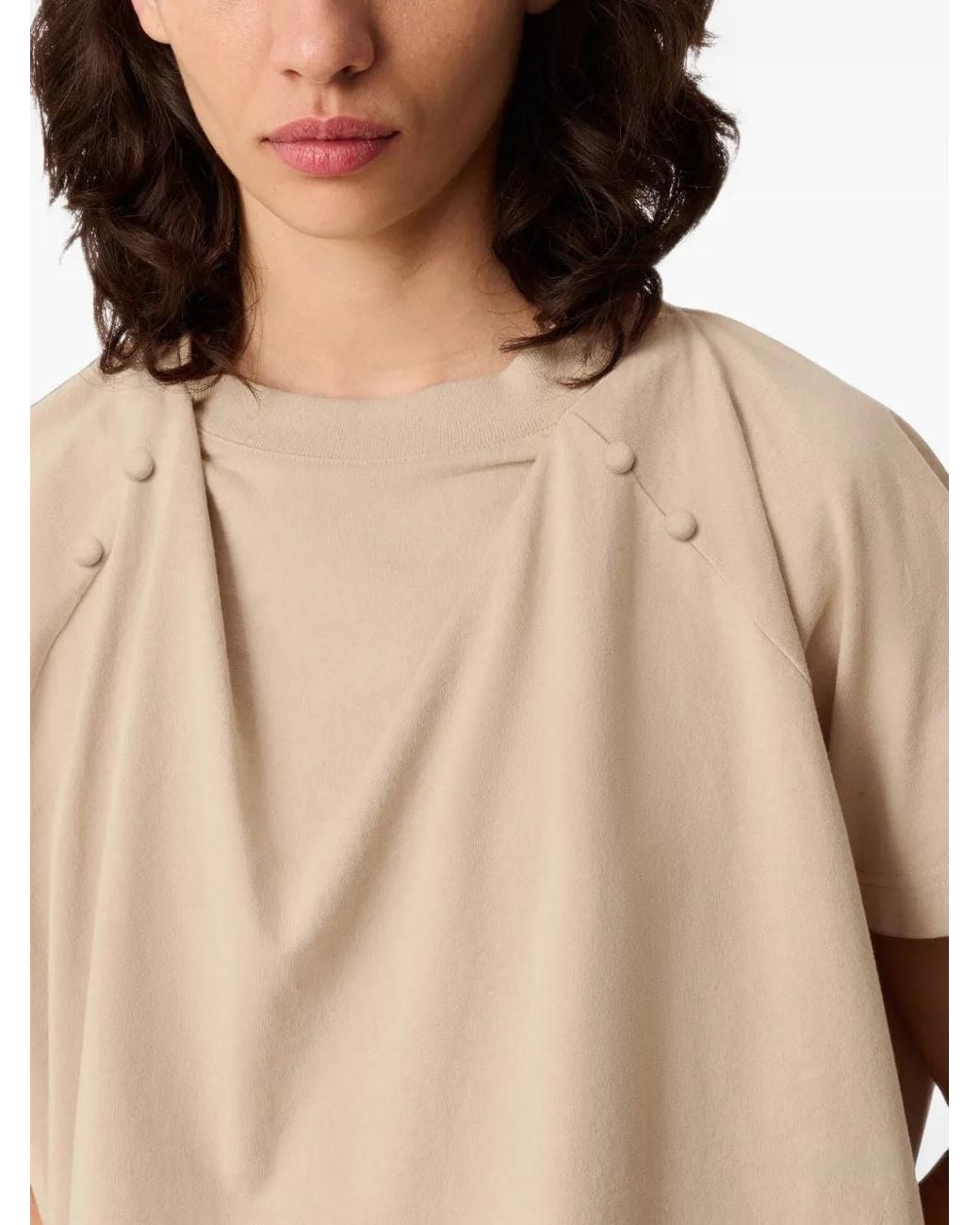 Axel Arigato Natural Hosta Draped Button-Detail Top