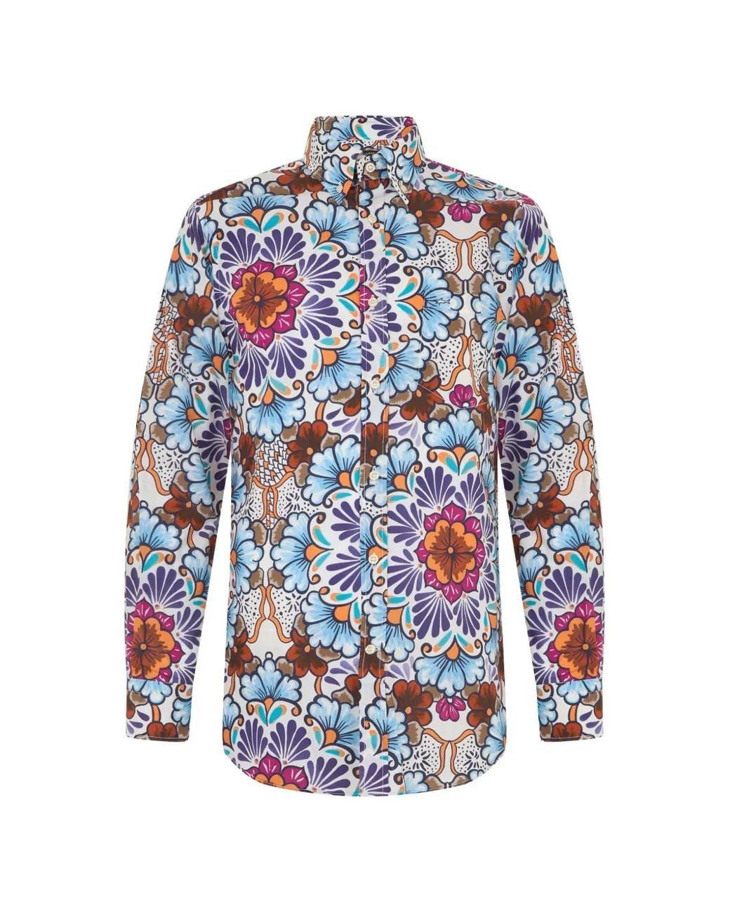 Paul & Shark White Floral-Print Long-Sleeve Shirt for men