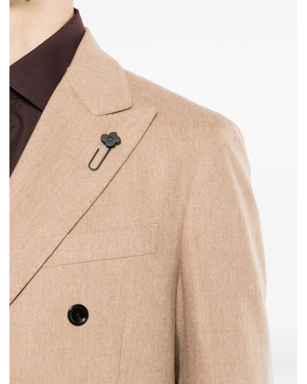 Lardini Natural Double-Breasted Peak-Lapels Blazer for men