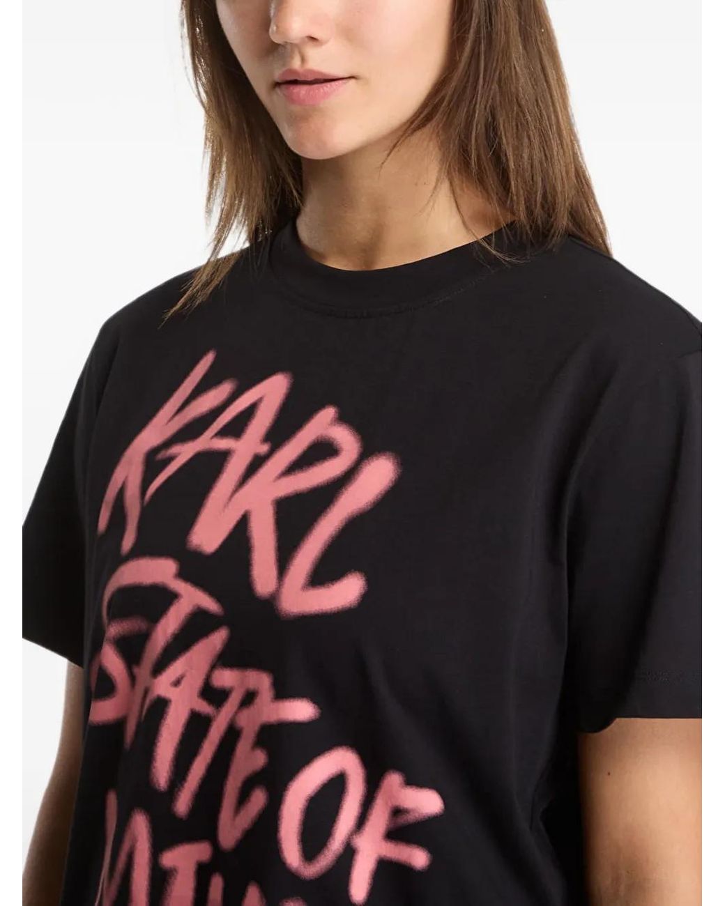 Karl Lagerfeld Red Slogan-Print Short-Sleeve T-Shirt