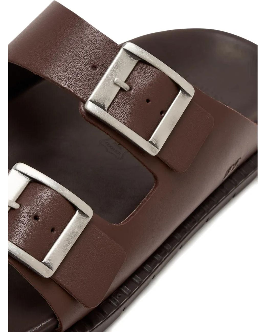 Forsa Brown Curtis Buckle Leather Slides for men