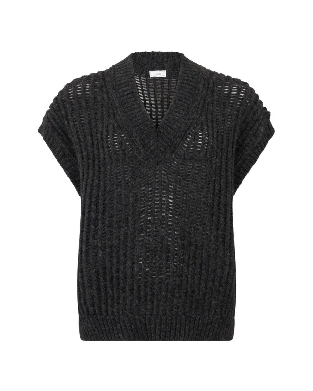 Peserico Black Chunky-Knit V-Neck Vest