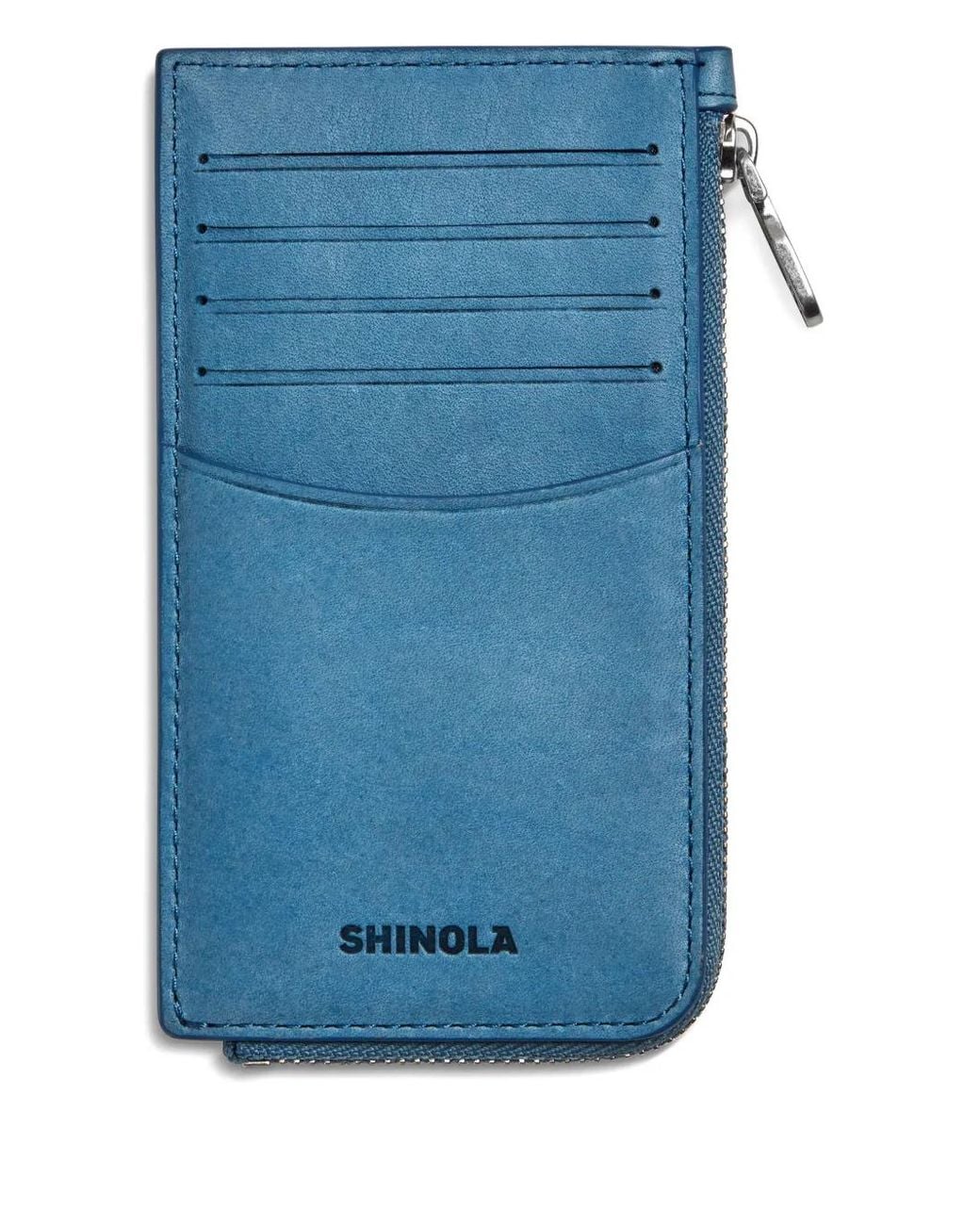 Shinola Blue Card Slots Zip Wallet