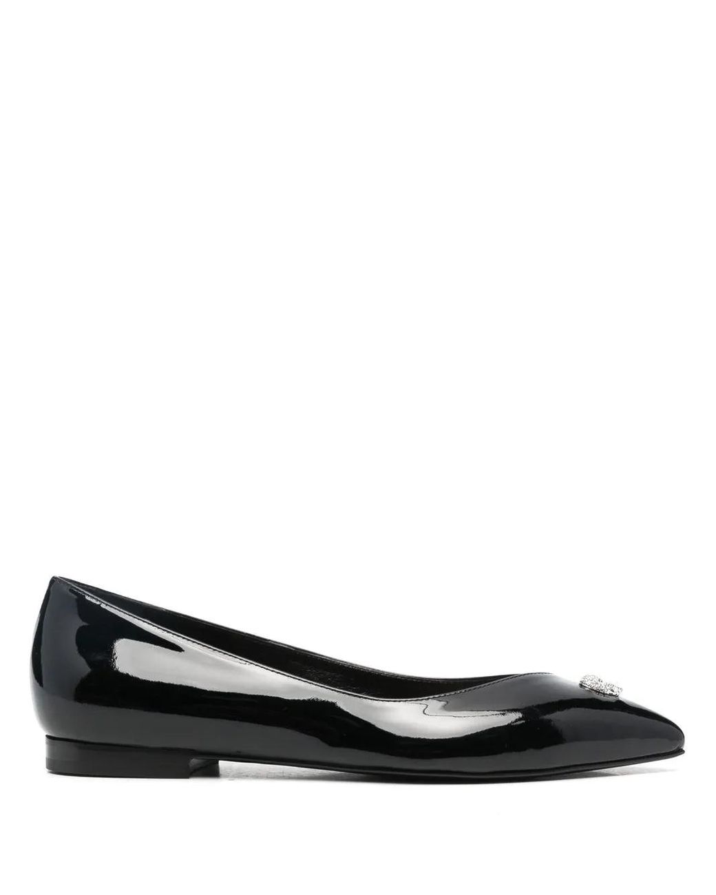 Philipp Plein Black Skull-Stud Ballerina Shoes