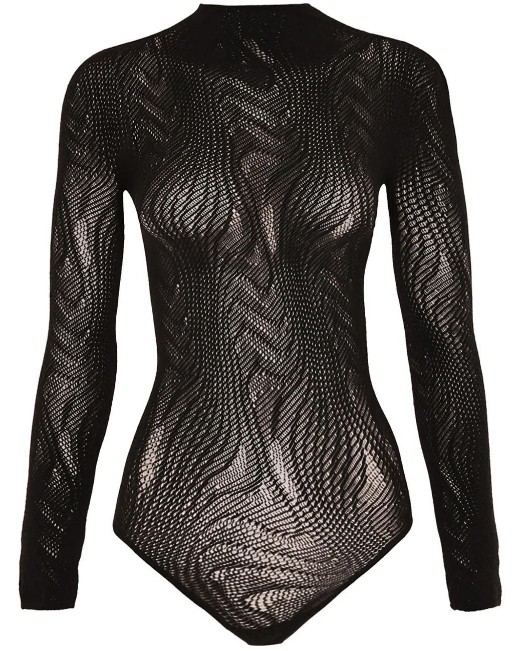 Wolford Black Snake Lace Bodysuit