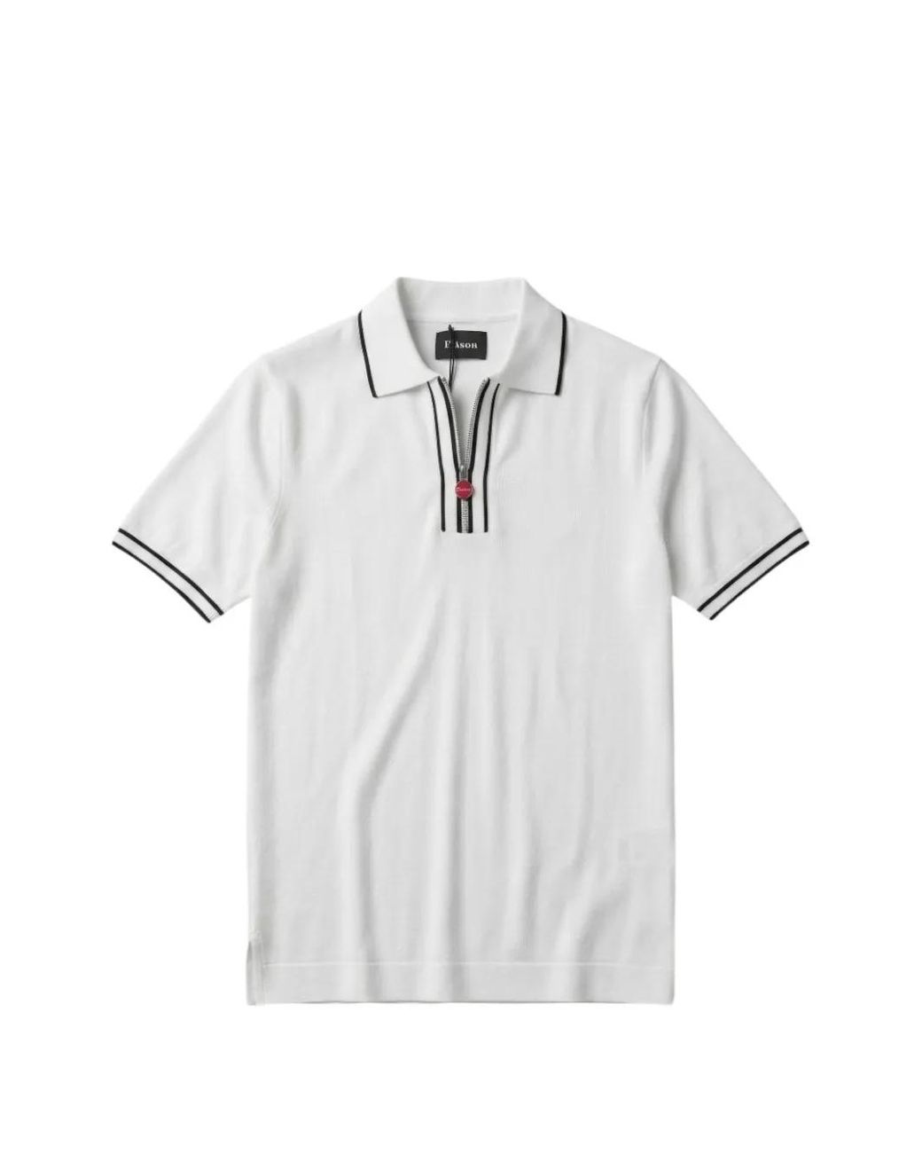 Kiton White Contrast-Trim Zip-Up Polo Shirt for men