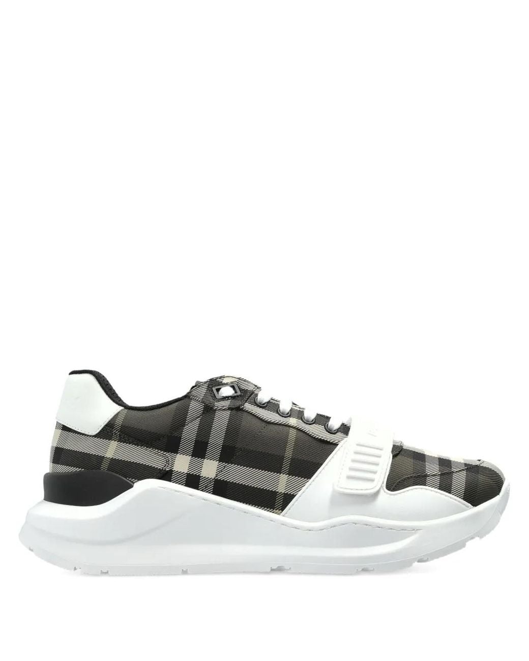 Burberry Green Checked Strap Sneakers for men