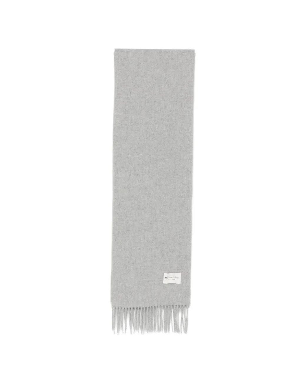 Marc O' Polo White Fringed Wool Scarf