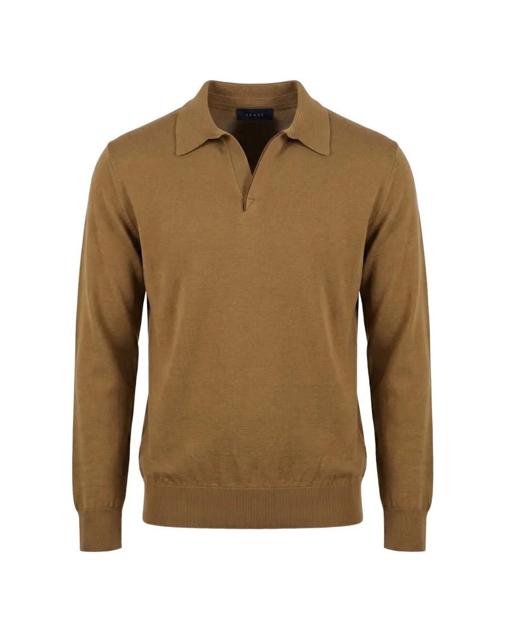 Sease Green Fine-Knit Polo Sweater for men
