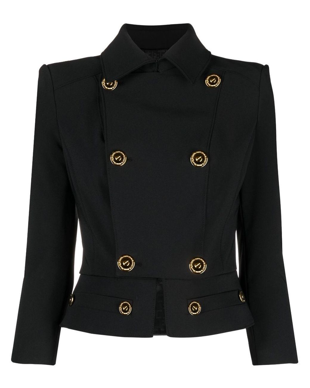 Elisabetta Franchi Cropped Peplum Jacket in Black | Lyst