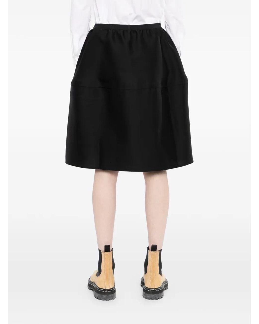 JNBY Black Pintucked Midi Skirt