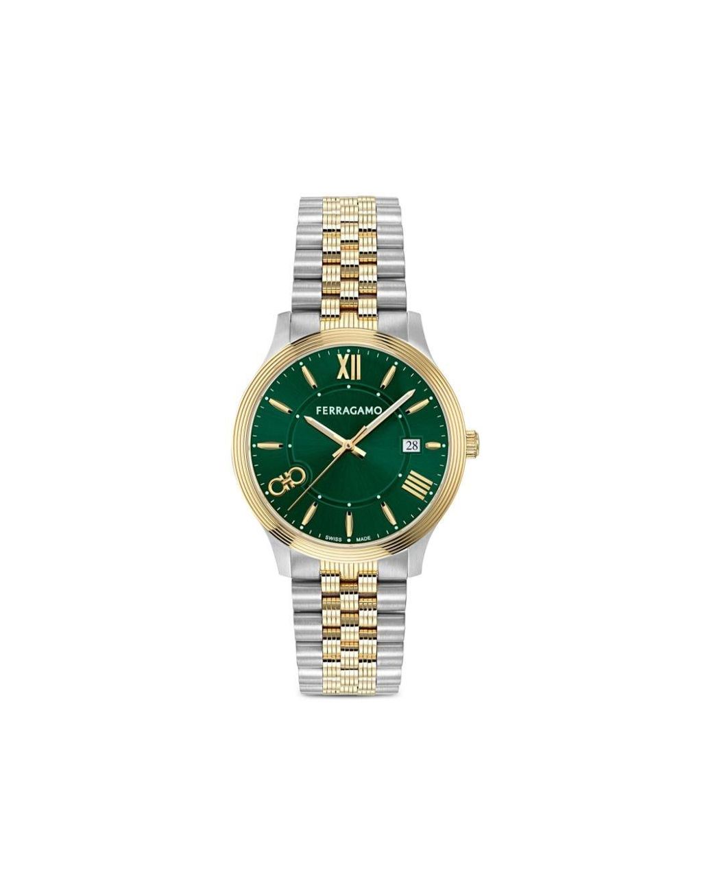 Ferragamo Roman Numeral Dial Gold Plated Watch in Green for Men Lyst UK