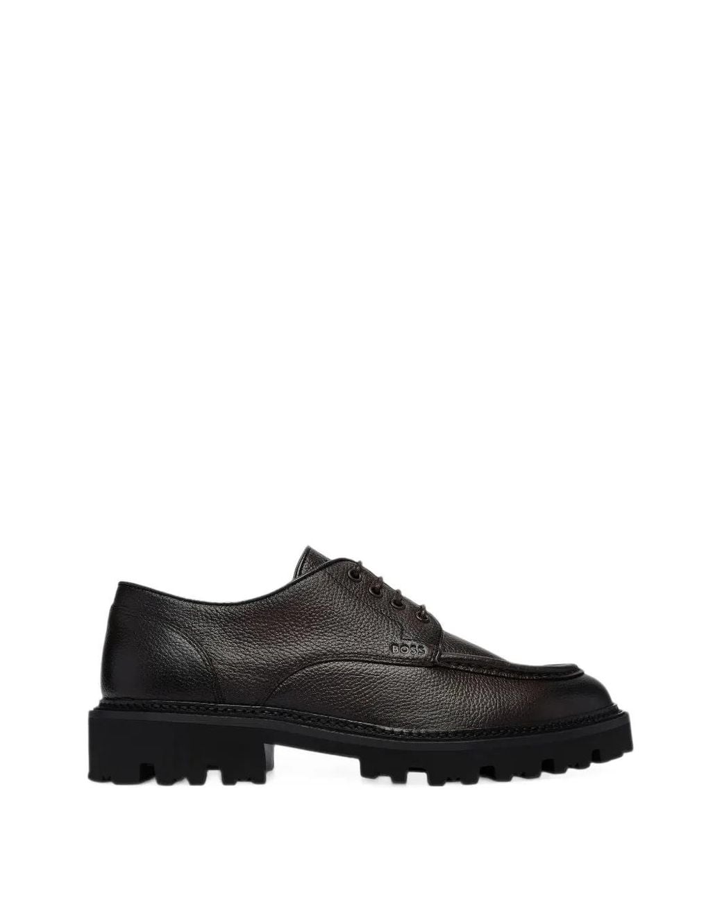 Boss Black Leather Derby Shoes for men