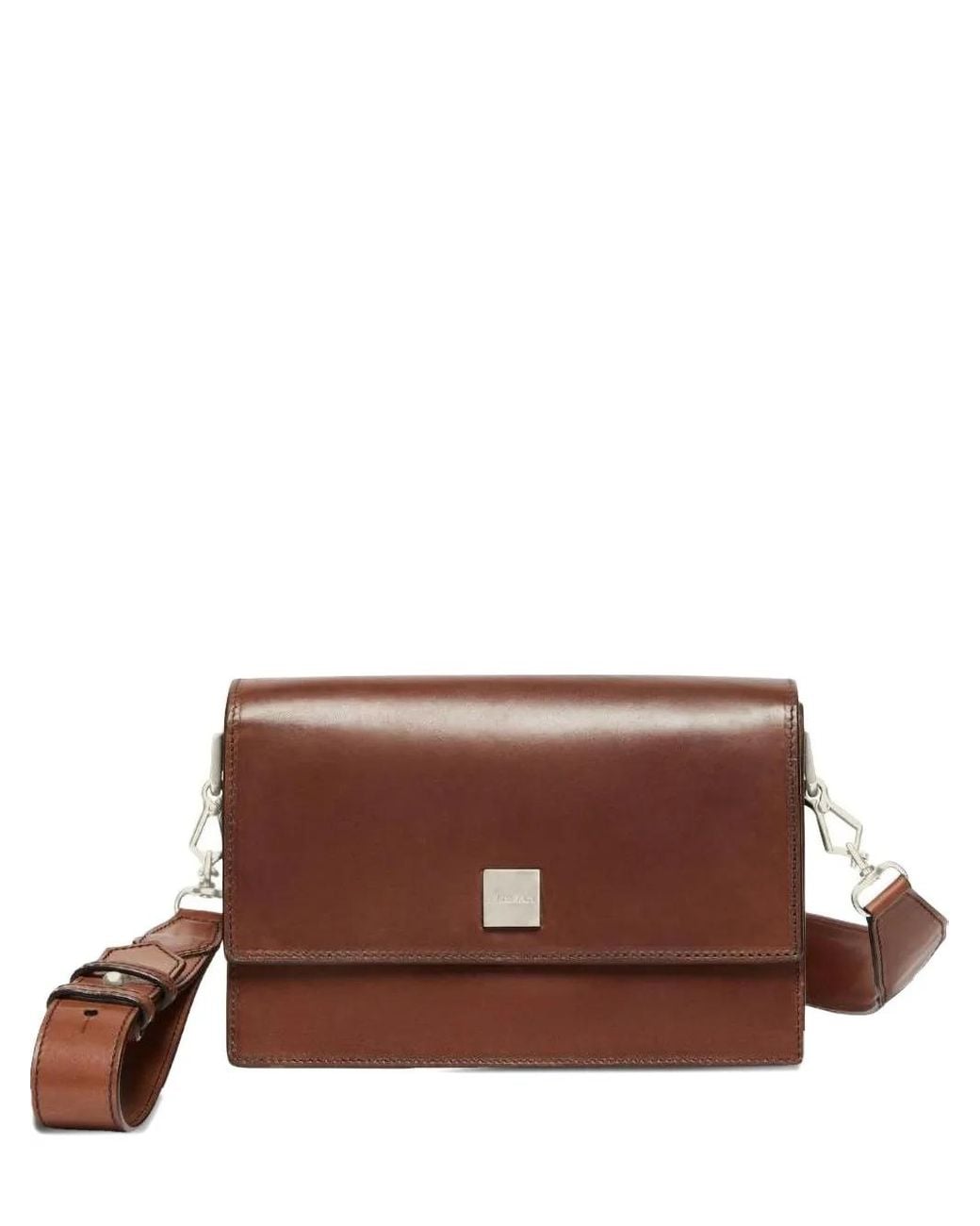 Max Mara Brown Small Biancaroughs Leather Shoulder Bag