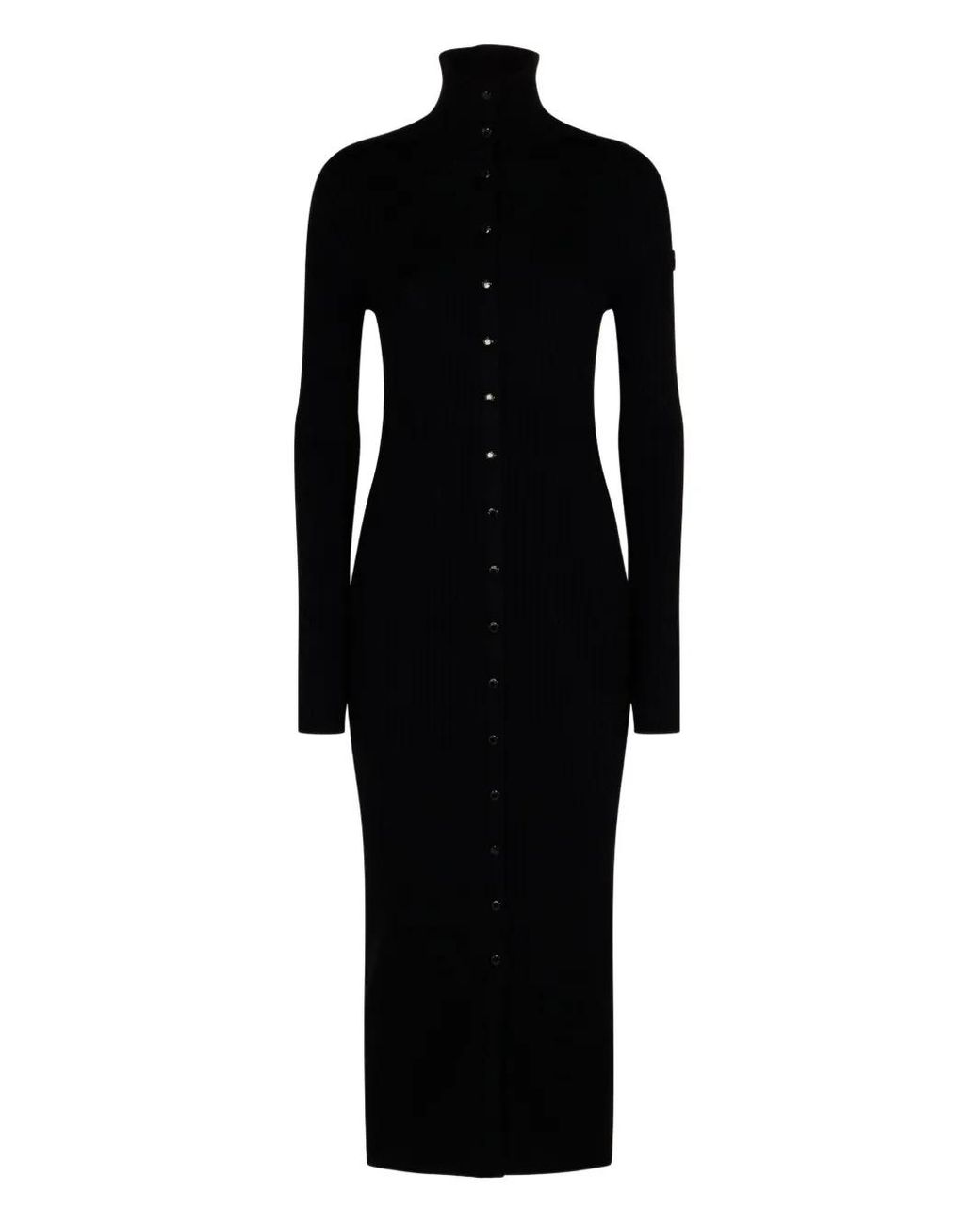 Moncler Black Ribbed Knit Midi Dress