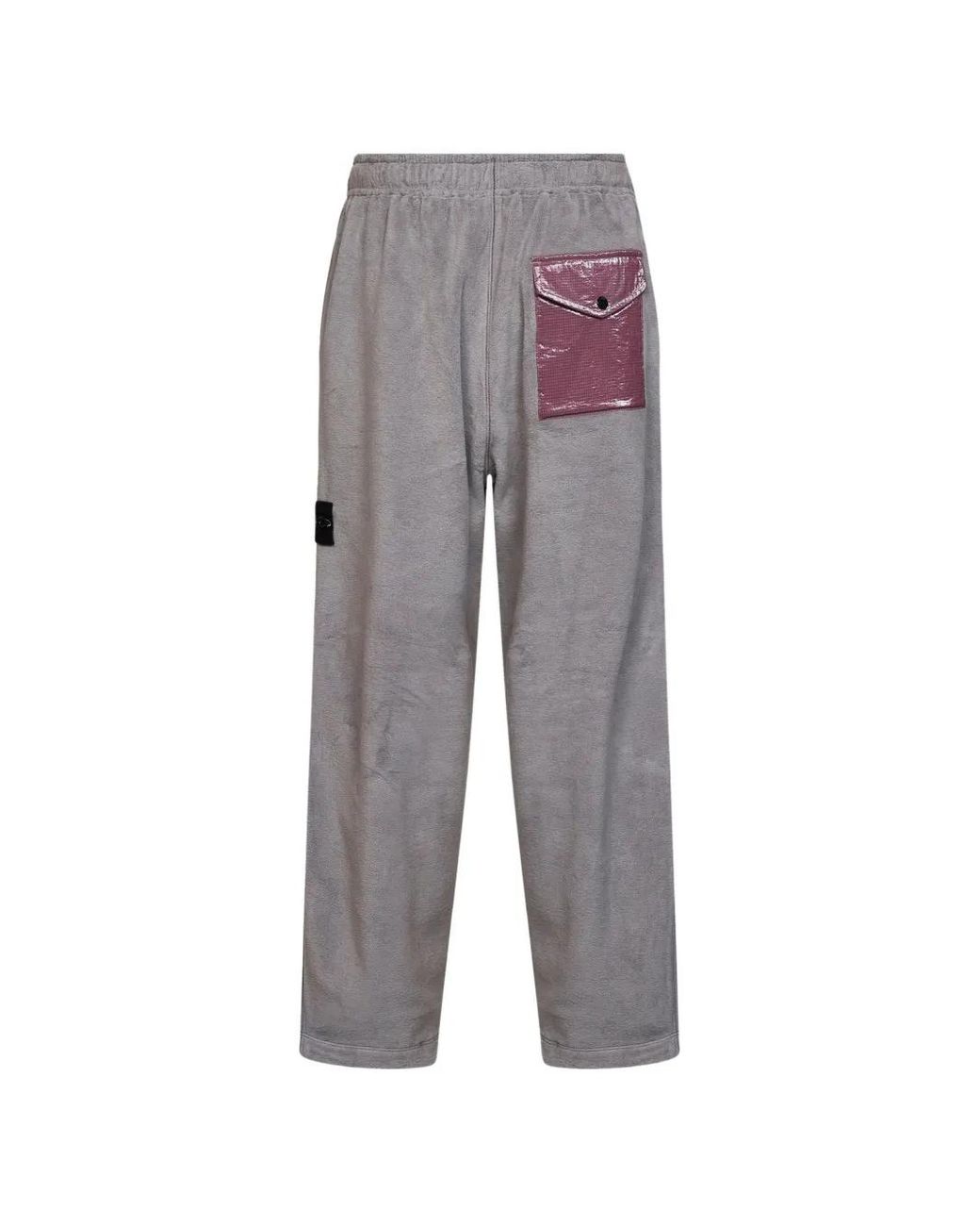 Stone Island Gray Logo-Patch Trousers for men