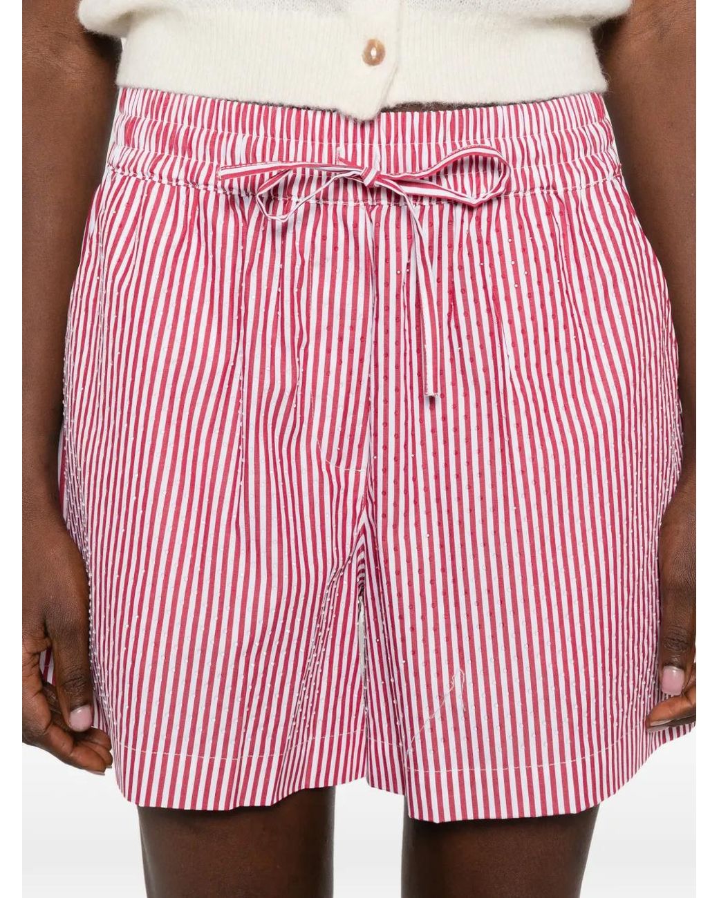 P.A.R.O.S.H. Pink Striped-Pattern Shorts