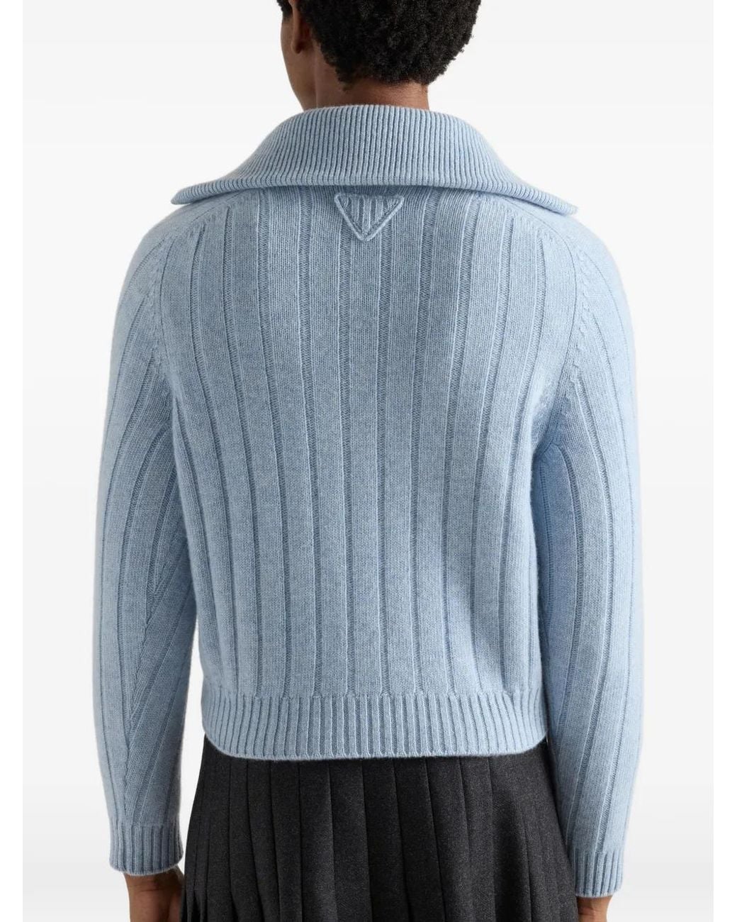 Prada Blue Re-Cashmere Polo Sweater