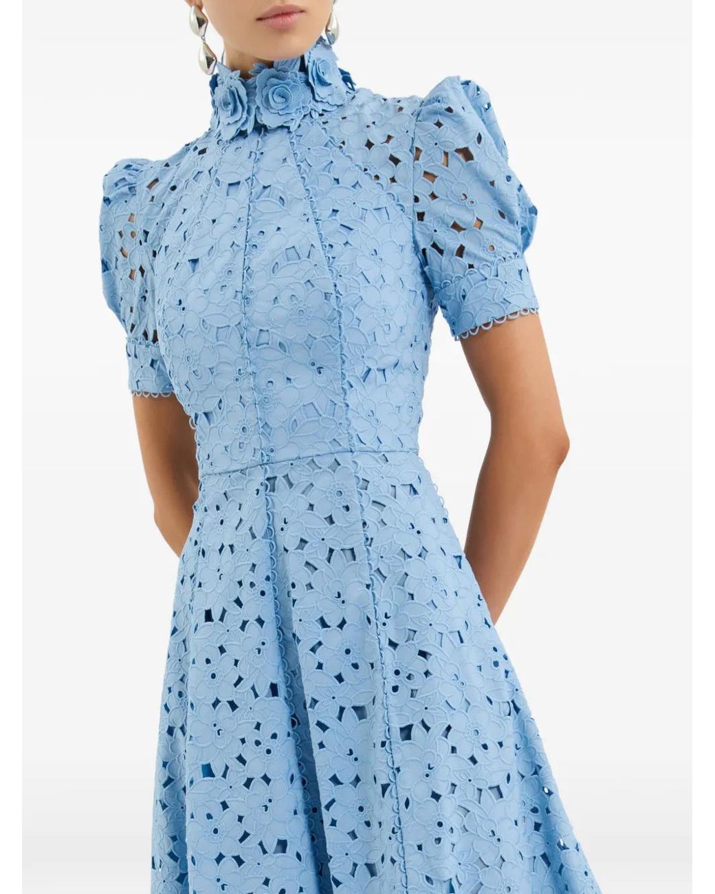 Rebecca Vallance Blue Kitsu Short Sleeve Midi Dress