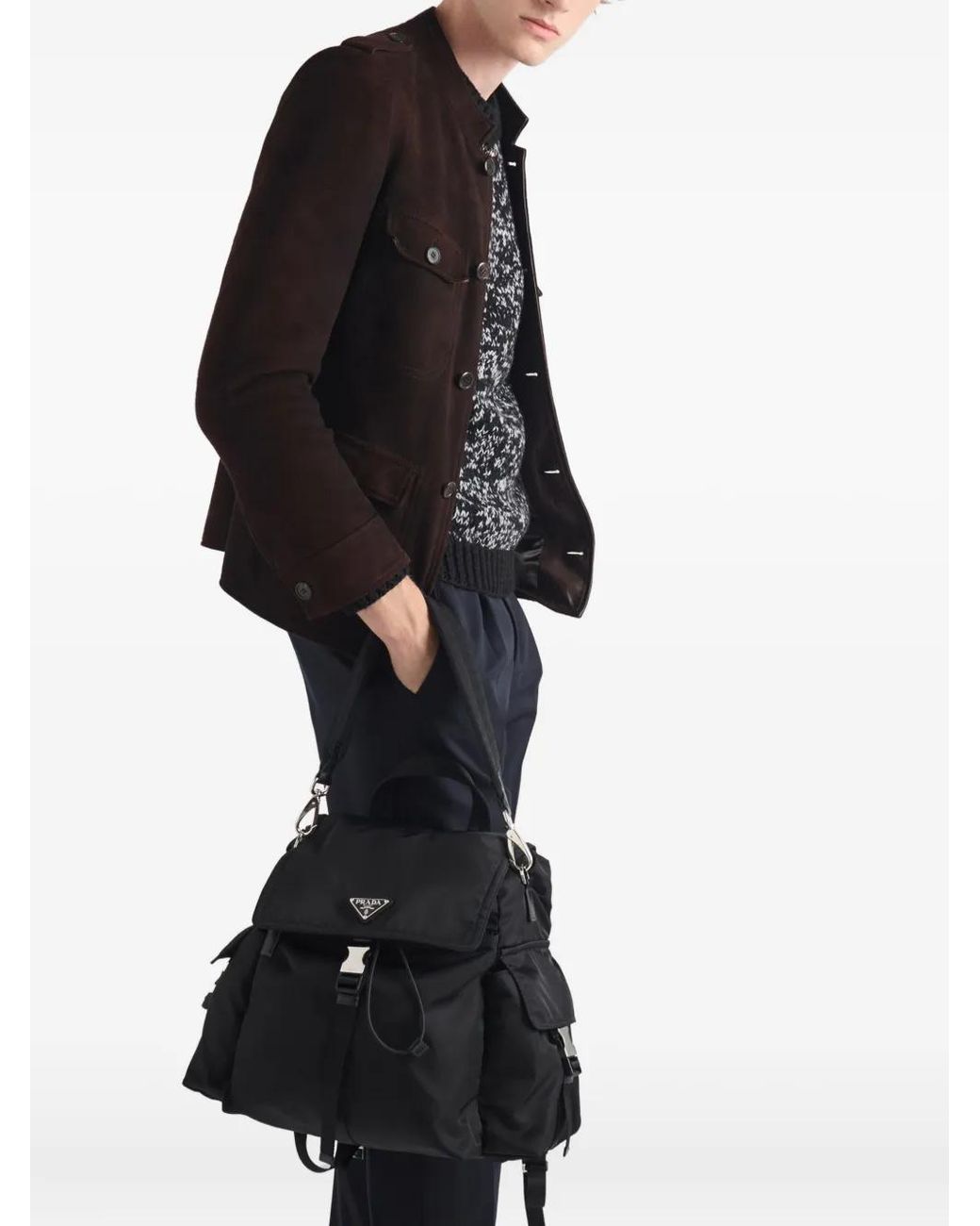 Prada Black Explore Drawstring Backpack for men