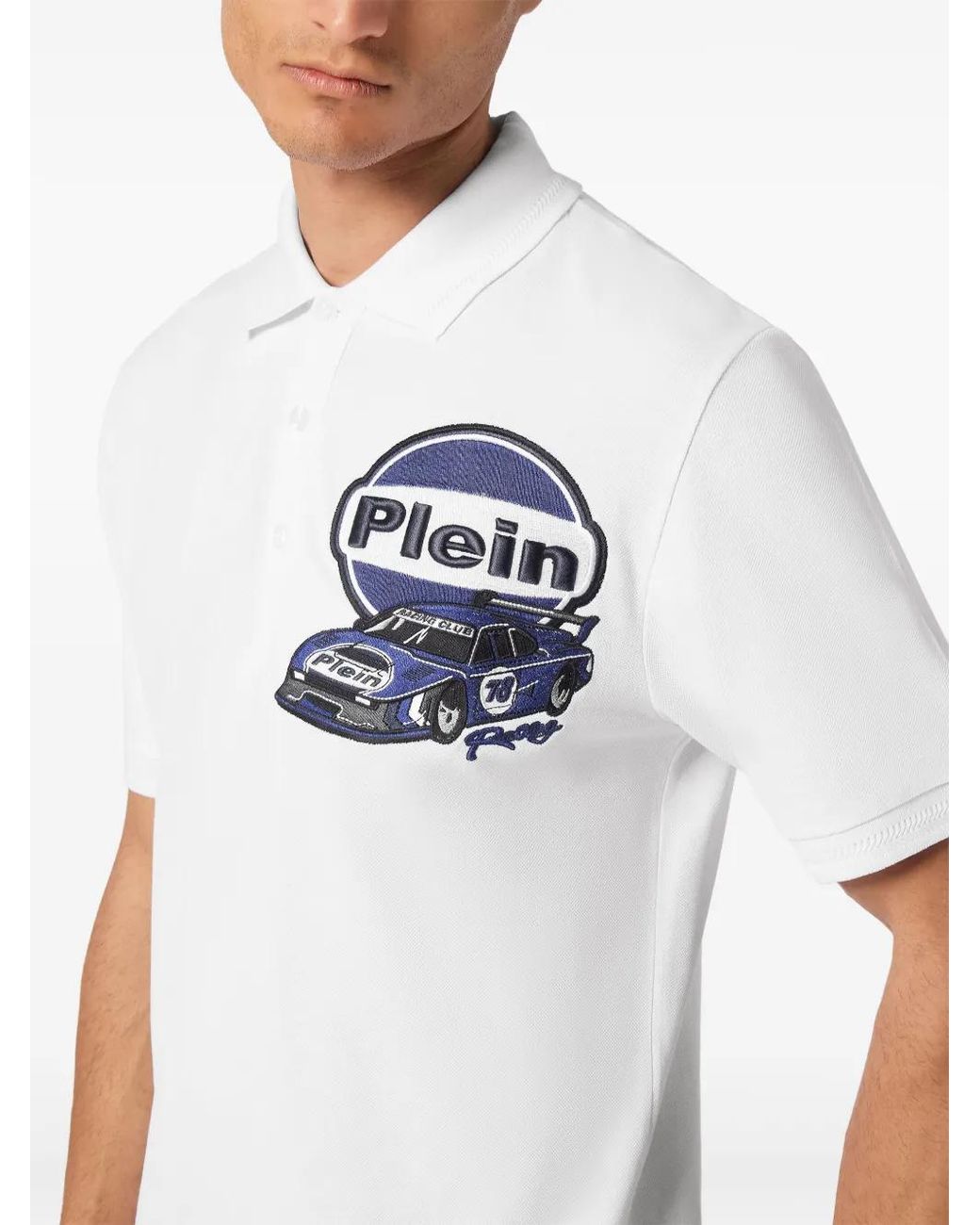 Philipp Plein White Cars Racing Polo Shirt for men