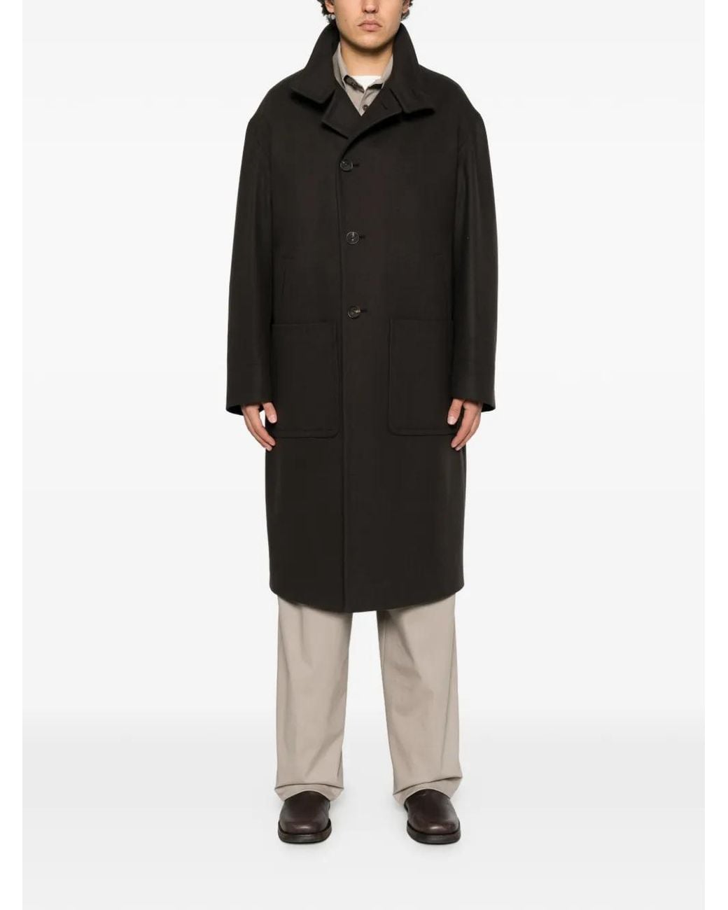 Hevò Black Savelletri Button-Up Coat for men