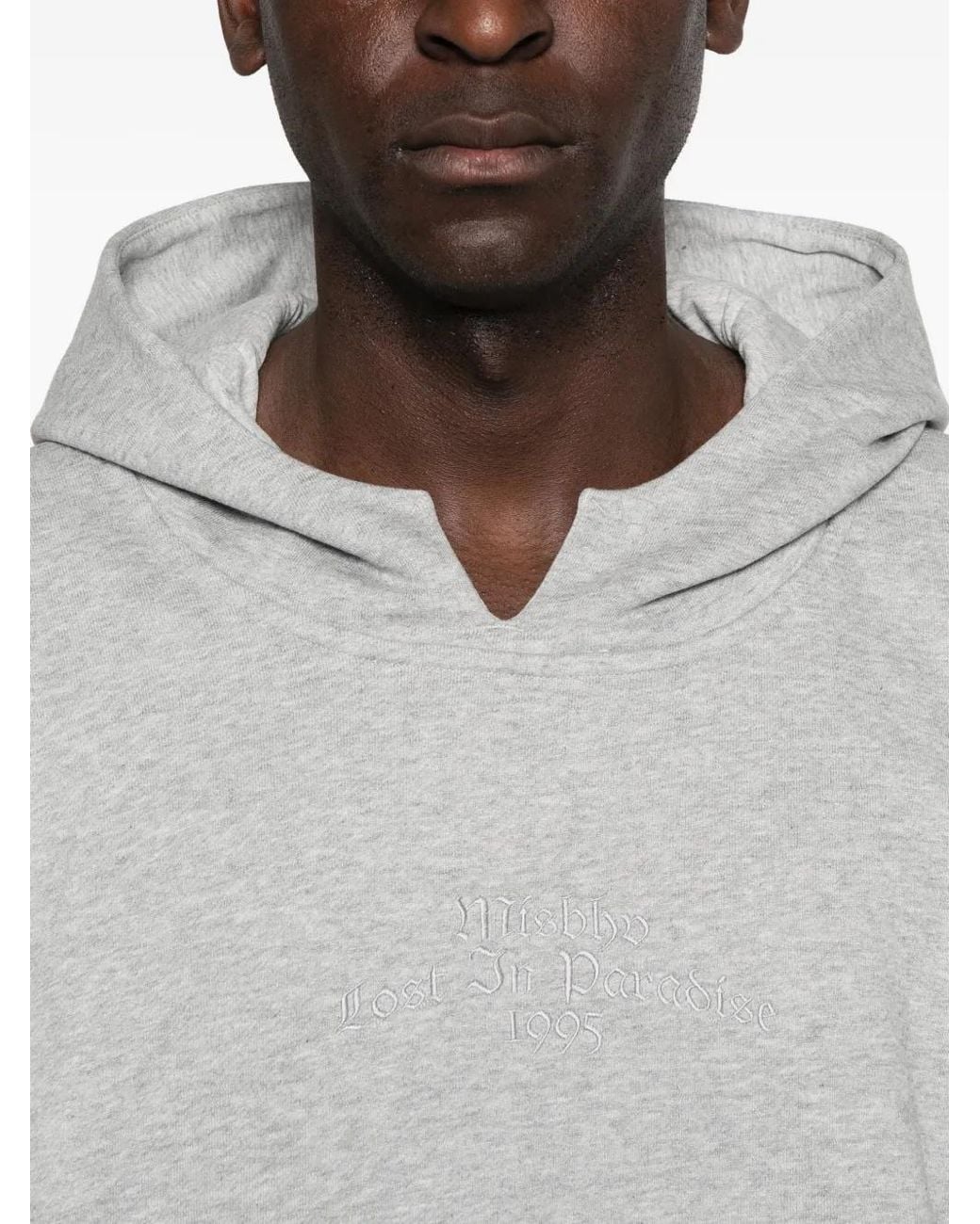 M I S B H V Gray Inflated Embroidered Hoodie