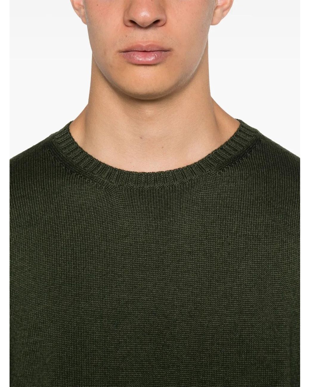 Fedeli Green Merino-Wool Sweater for men