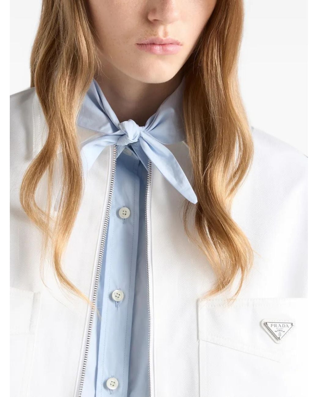 Prada Cropped Jack Met Logoplakkaat in het White