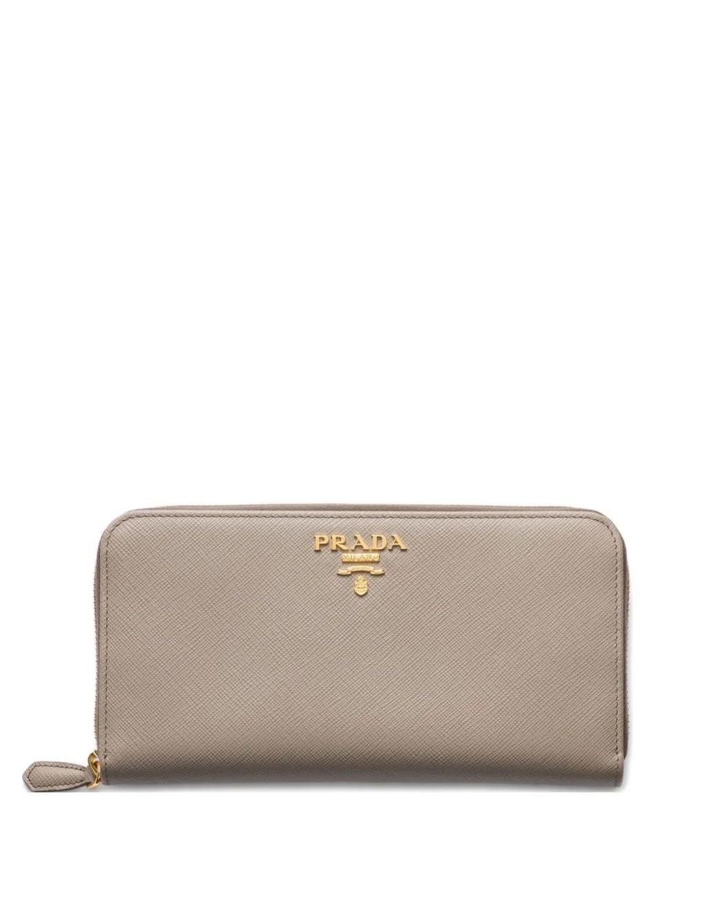 Prada Gray Portefeuille Zippé En Cuir