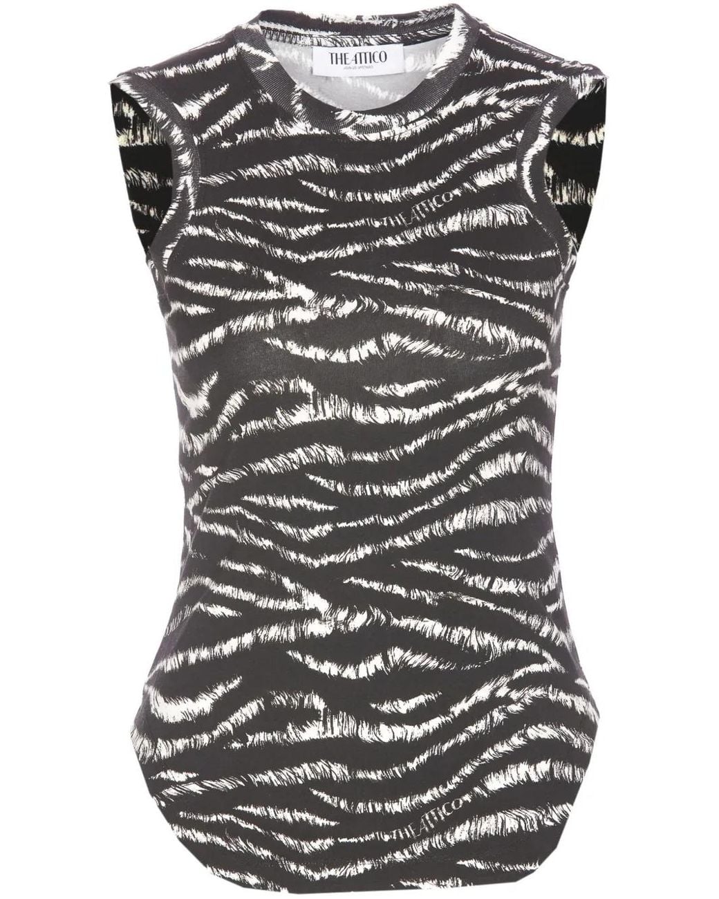 The Attico Gray Zebra Print Tank Top