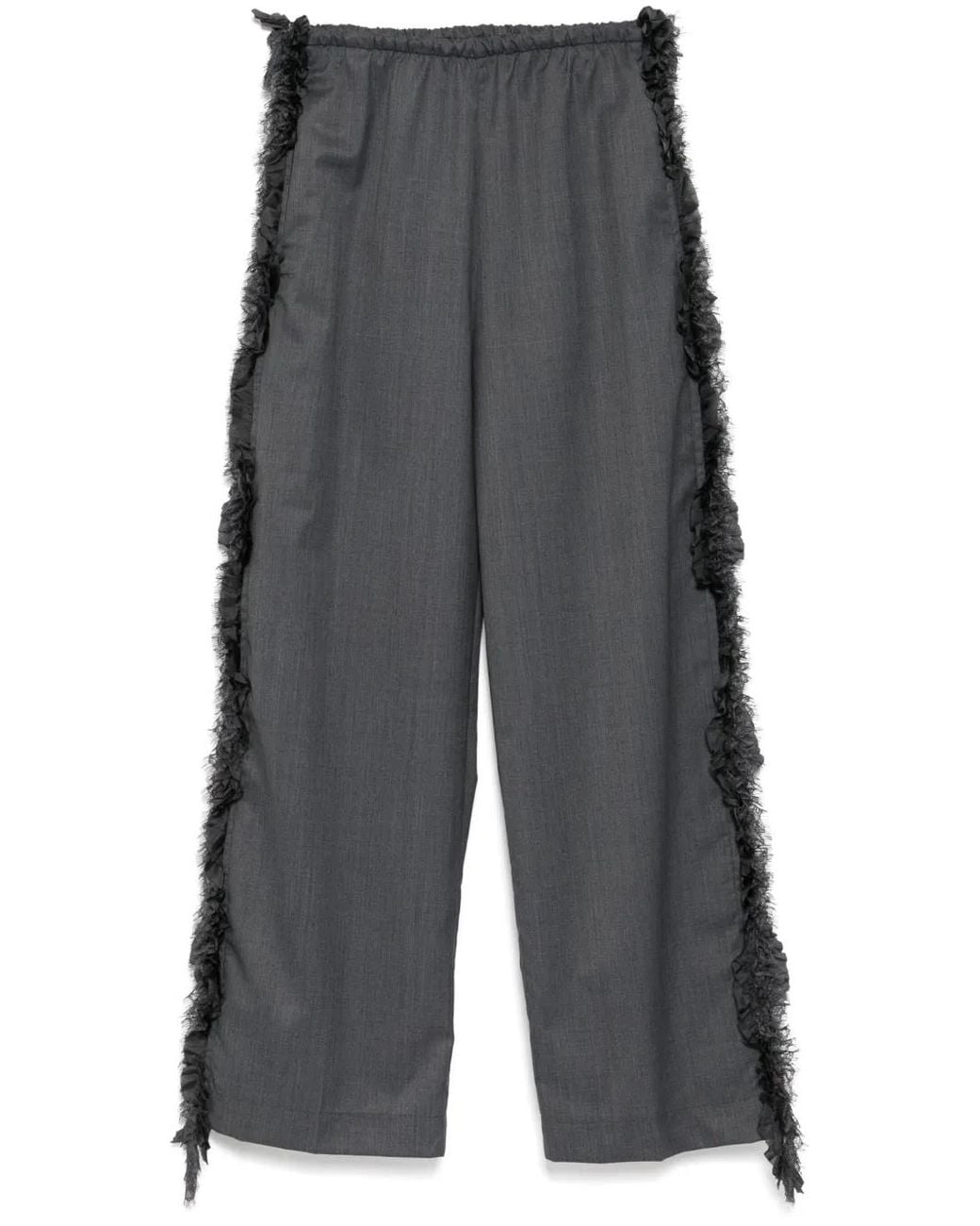 JNBY Gray Side-Detailed Straight Trousers